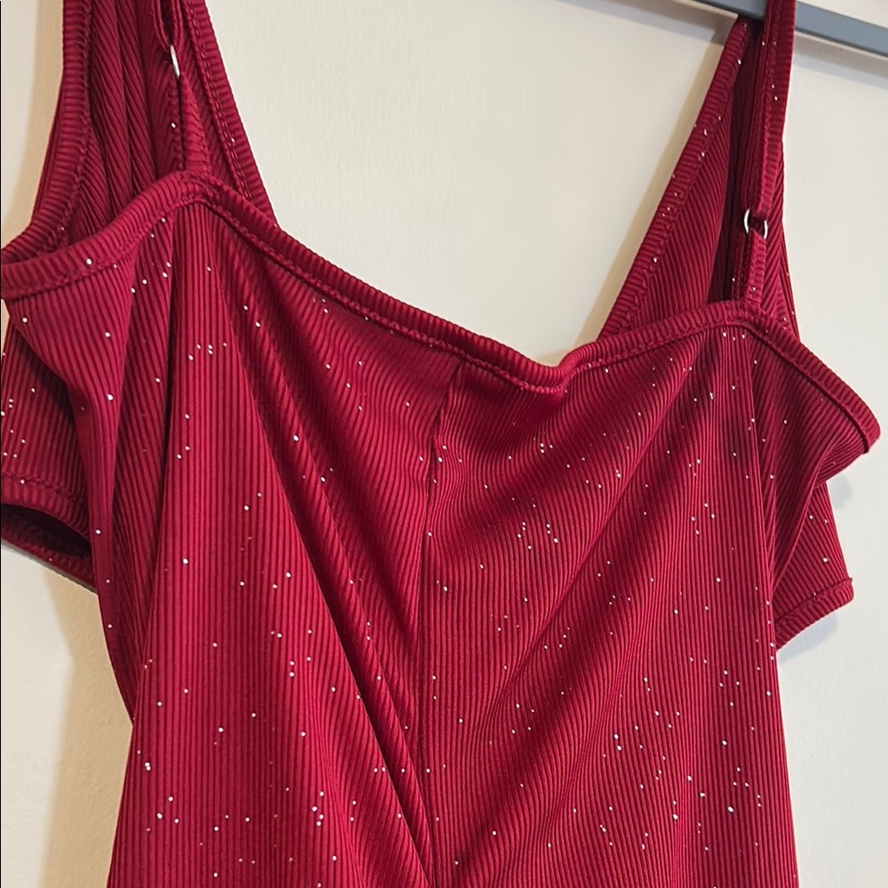 💕3/$40💕 Red Ruched Cut Out Bodycon Dress - Picture 2 of 4
